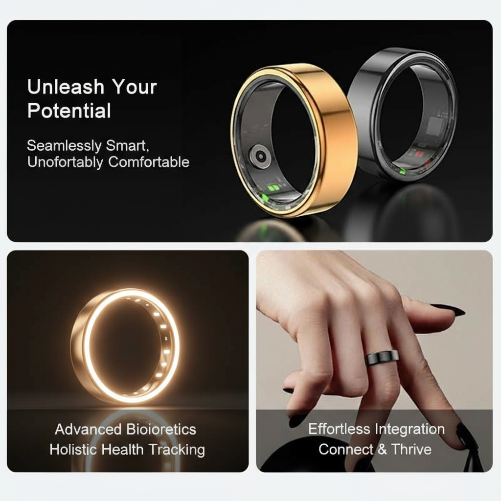 Smart Fitness Tracking Ring for Men & Women - Heart Rate, Sleep, Blood Oxygen, Steps, Charging Case