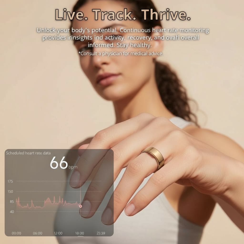 Smart Fitness Tracking Ring for Men & Women - Heart Rate, Sleep, Blood Oxygen, Steps, Charging Case