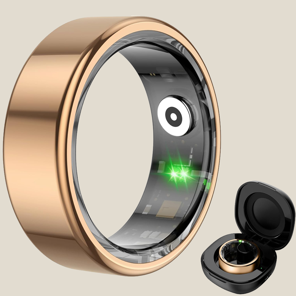 Smart Fitness Tracking Ring for Men & Women - Heart Rate, Sleep, Blood Oxygen, Steps, Charging Case